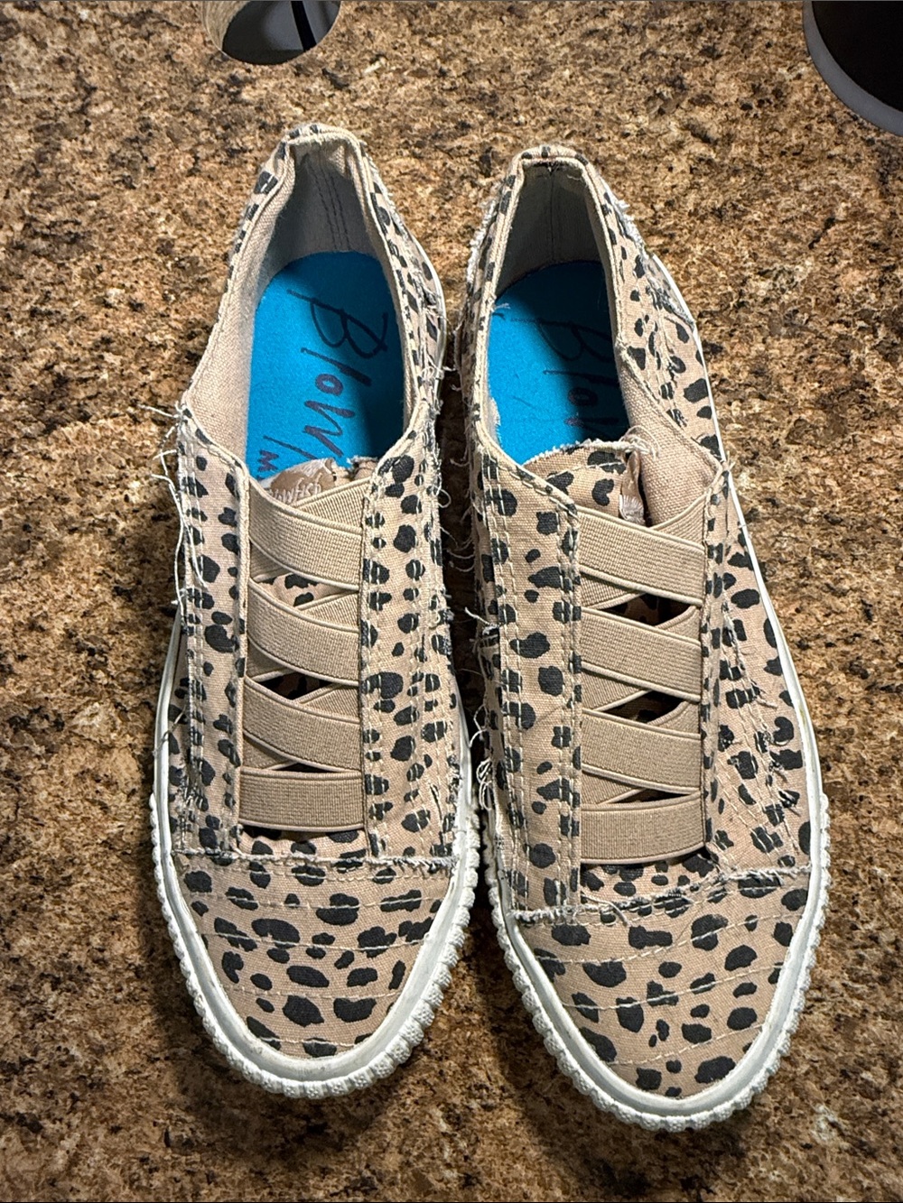 Blowfish Beige and Black Leopard-Print Slip-On Sneakers